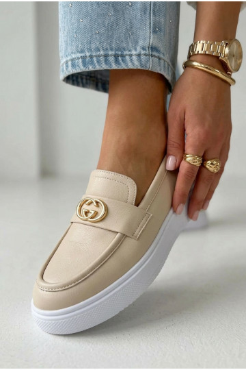 Āda Sieviešu mokasīni ar apzeltītu zoli Vinceza 39974 smilšu krāsas 2