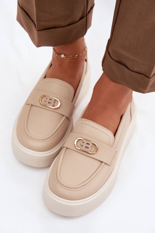 Āda Sieviešu mokasīni ar apzeltītu zoli Vinceza 39974 smilšu krāsas