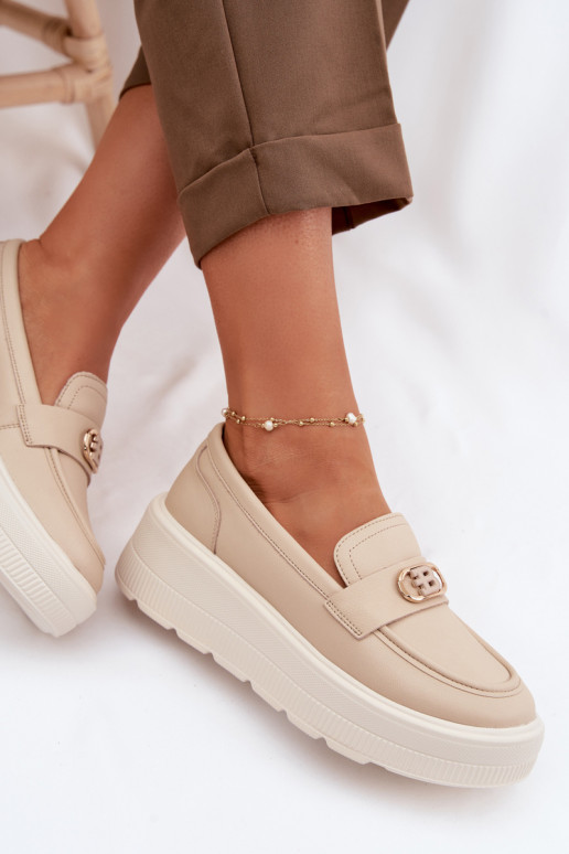 Āda Sieviešu mokasīni ar apzeltītu zoli Vinceza 39974 smilšu krāsas