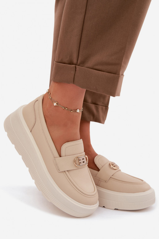 Āda Sieviešu mokasīni ar apzeltītu zoli Vinceza 39974 smilšu krāsas