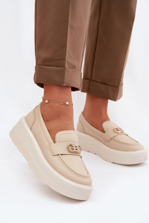 Āda Sieviešu mokasīni ar apzeltītu zoli Vinceza 39974 smilšu krāsas