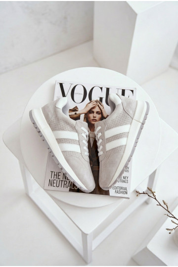 Sneakers modeļa apavi SieviešuIeslēgtsturalnego zamšādasu Pelēkas krāsas Tā irrceline