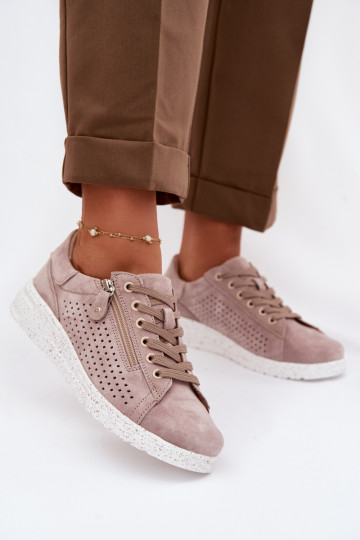 zamšādas apavi Sieviešu ar rāvējslēdzējiem smilšu krāsas Cemela