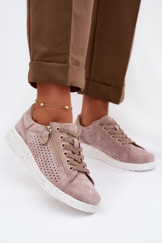 zamšādas apavi Sieviešu ar rāvējslēdzējiem smilšu krāsas Cemela