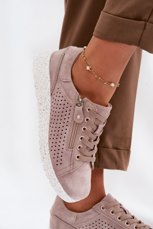 zamšādas apavi Sieviešu ar rāvējslēdzējiem smilšu krāsas Cemela