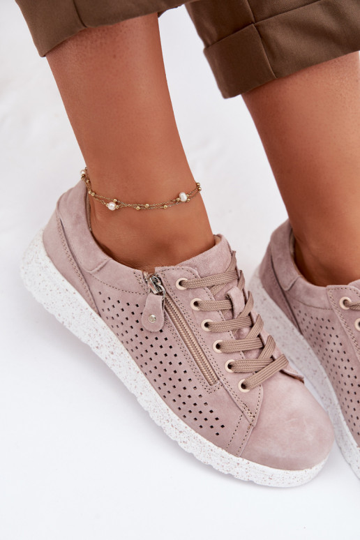 zamšādas apavi Sieviešu ar rāvējslēdzējiem smilšu krāsas Cemela