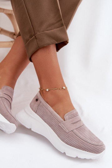 sieviešu mokasīniIeslēgtsturalnego zamšādasu ar platformu Vinceza 79626 smilšu krāsas