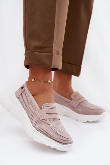 sieviešu mokasīniIeslēgtsturalnego zamšādasu ar platformu Vinceza 79626 smilšu krāsas 2