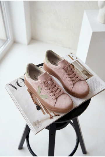 Sneakers modeļa apavi SieviešuIeslēgtsturalnego zamšādasu ar platformu Vinceza 79597 Rozā krāsas