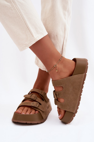 sieviešu čības ar platformu Ar svītrām Big Star TT274530 brūnas krāsas