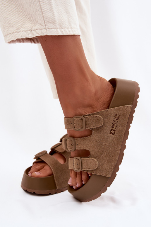 sieviešu čības ar platformu Ar svītrām Big Star TT274530 brūnas krāsas