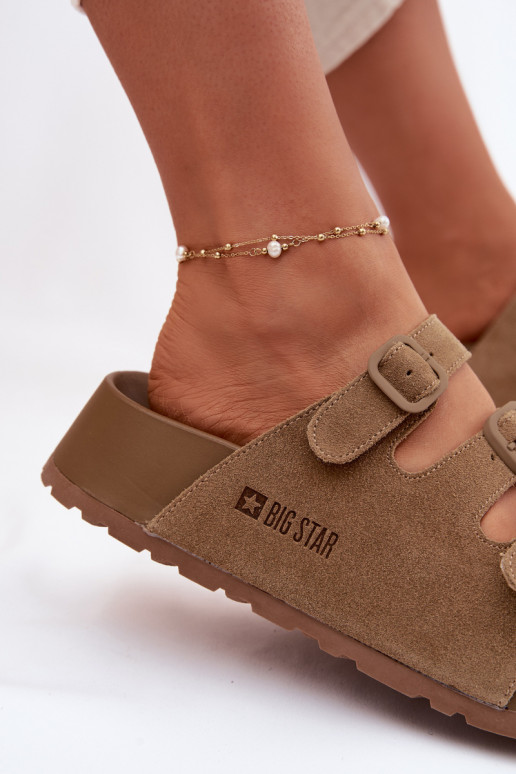 sieviešu čības ar platformu Ar svītrām Big Star TT274530 brūnas krāsas