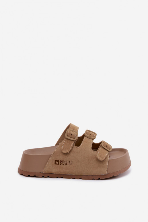 sieviešu čības ar platformu Ar svītrām Big Star TT274529 smilšu krāsas