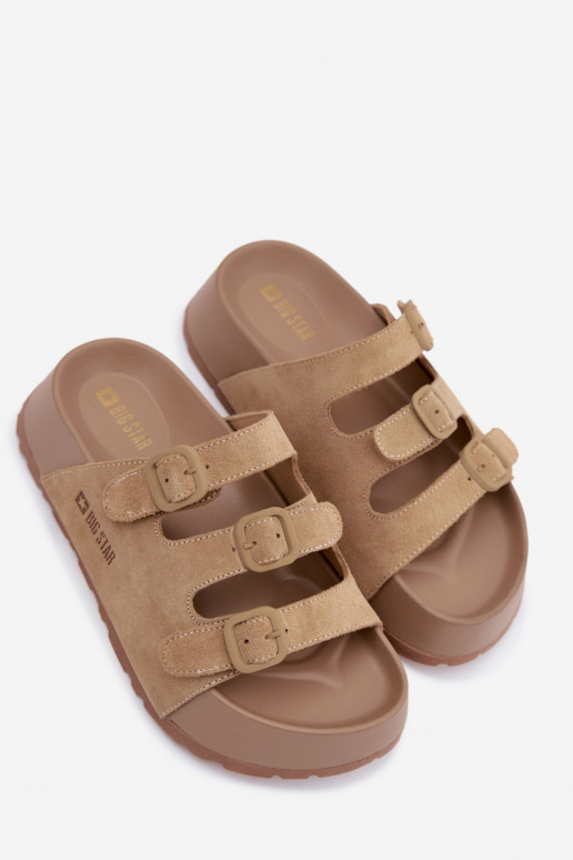 sieviešu čības ar platformu Ar svītrām Big Star TT274529 smilšu krāsas