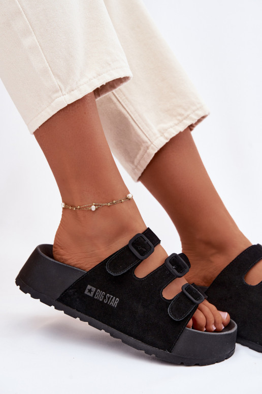 sieviešu čības ar platformu Ar svītrām Big Star TT274531 melnas krāsas