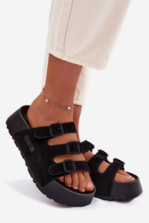 sieviešu čības ar platformu Ar svītrām Big Star TT274531 melnas krāsas