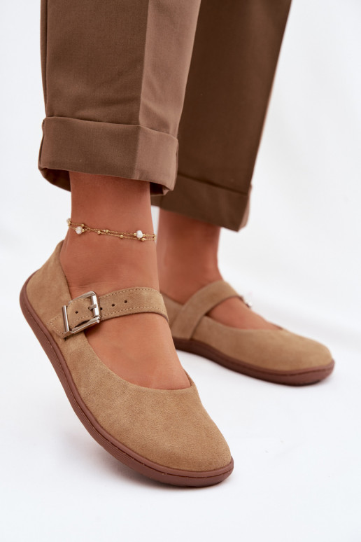 Balerīnas BarefootIeslēgtsturalnego zamšādasu Zazoo 316 smilšu krāsas