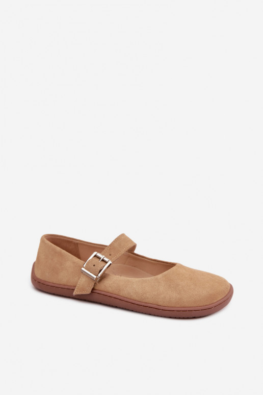 Balerīnas BarefootIeslēgtsturalnego zamšādasu Zazoo 316 smilšu krāsas