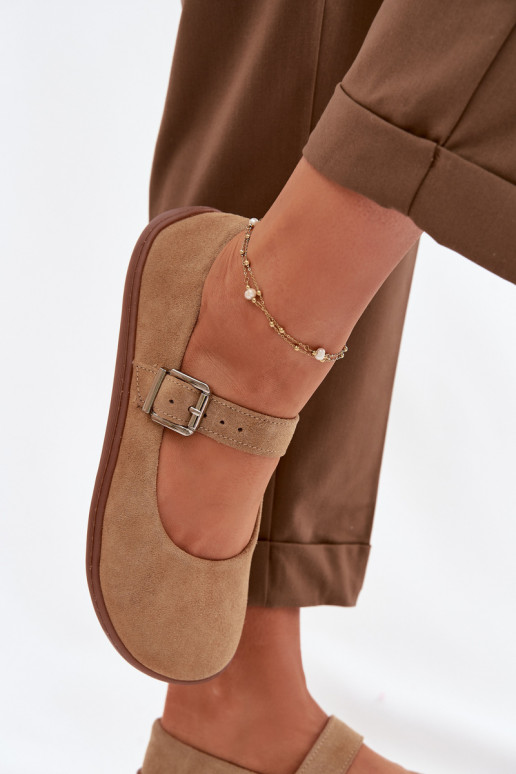 Balerīnas BarefootIeslēgtsturalnego zamšādasu Zazoo 316 smilšu krāsas