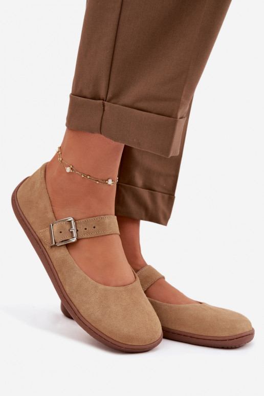 Balerīnas BarefootIeslēgtsturalnego zamšādasu Zazoo 316 smilšu krāsas