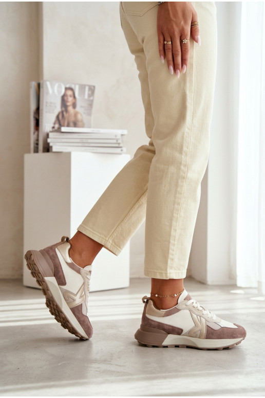 zamšādas Sneakers modeļa apavi Sieviešu Kobbo 66954 smilšu krāsas