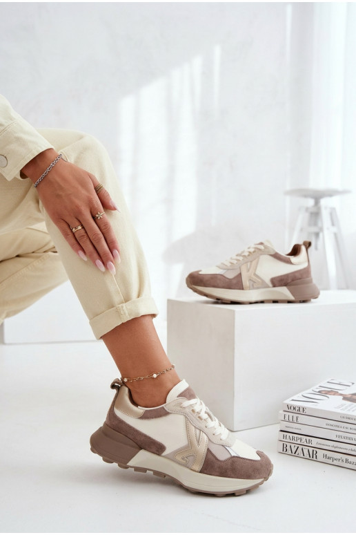 zamšādas Sneakers modeļa apavi Sieviešu Kobbo 66954 smilšu krāsas