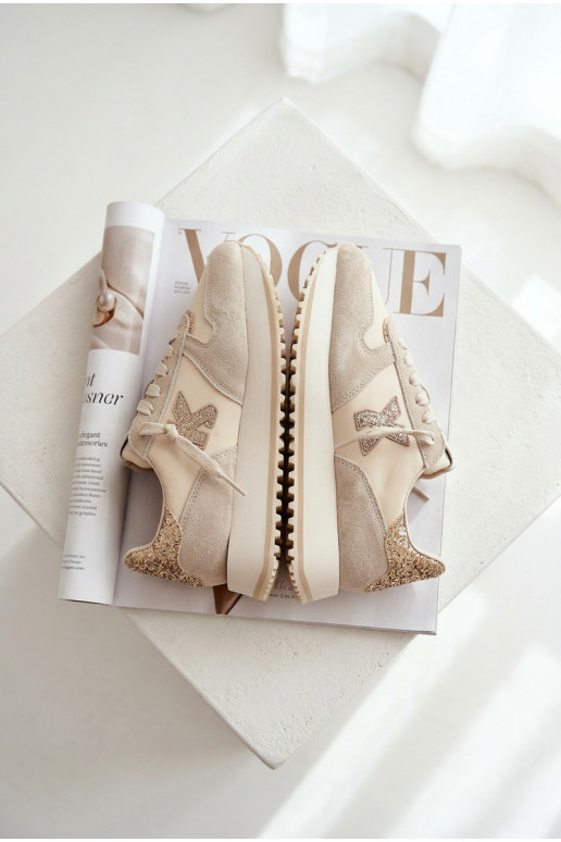 Āda zamšādas Sneakers modeļa apavi Sieviešu ar platformu Kobbo 100103 smilšu krāsas