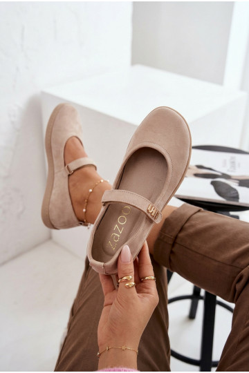 Āda Zamšādas balerīnas Barefoot ar siksniņām Zazoo 10206 smilšu krāsas 2
