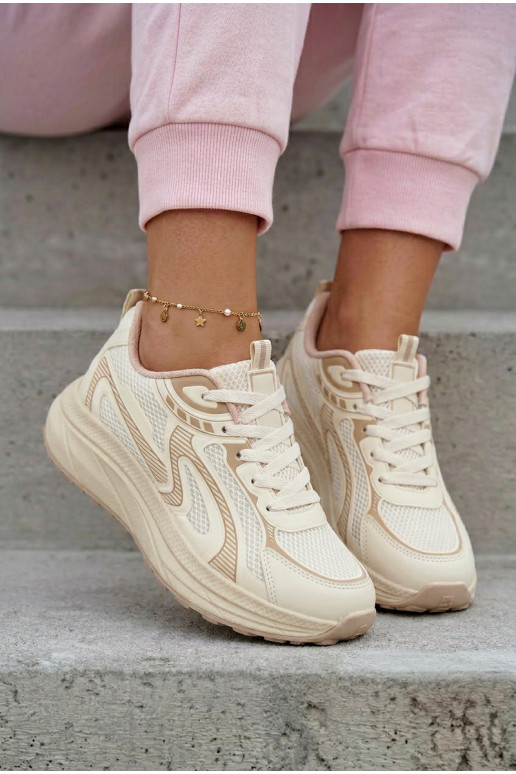 sporta apavi Sneakers modeļa apavi Sieviešu Big Star TT274326 HI-POLY SYSTEM smilšu krāsas