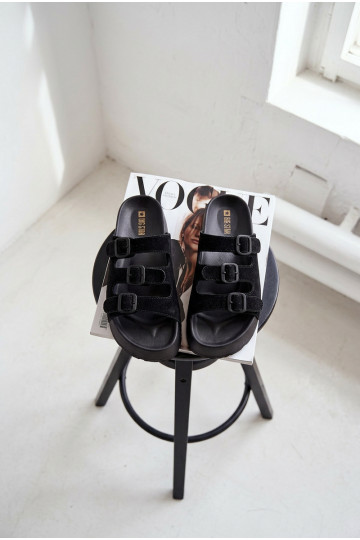 Big Star TT274531 sieviešu čības ar platformu un siksniņām melnā krāsā