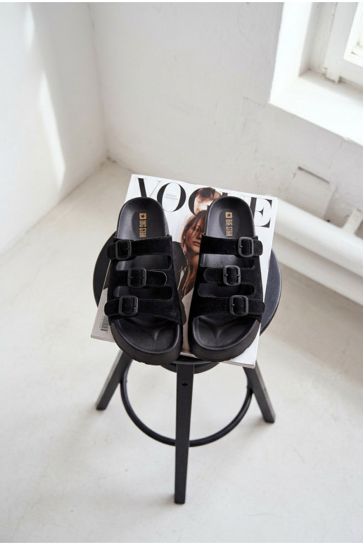 Big Star TT274531 sieviešu čības ar platformu un siksniņām melnā krāsā