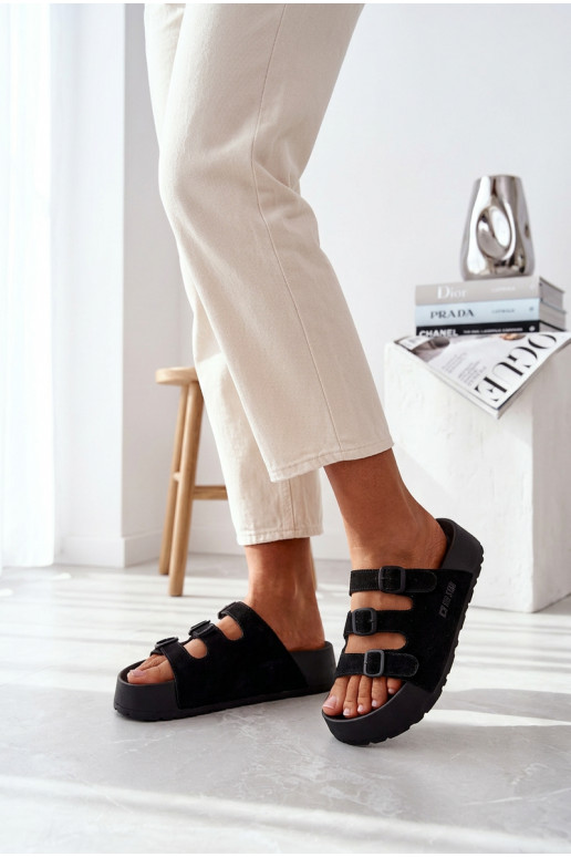 Big Star TT274531 sieviešu čības ar platformu un siksniņām melnā krāsā