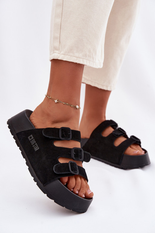 Big Star TT274531 sieviešu čības ar platformu un siksniņām melnā krāsā