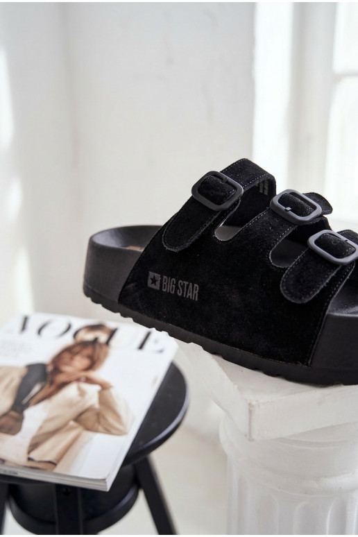 Big Star TT274531 sieviešu čības ar platformu un siksniņām melnā krāsā