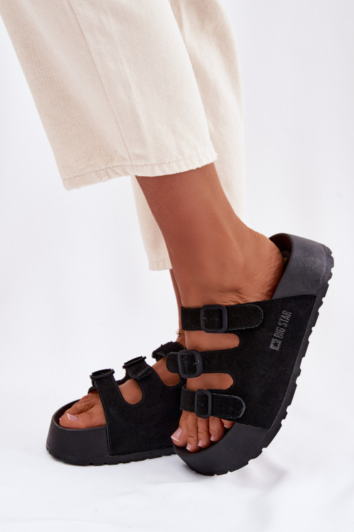 Big Star TT274531 sieviešu čības ar platformu un siksniņām melnā krāsā