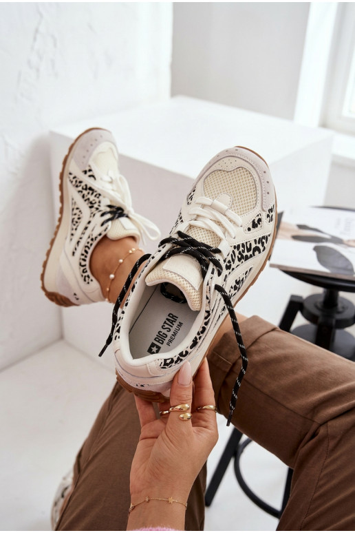 Āda zamšādas Sneakers modeļa apavi Sieviešu Big Star TT274548 baltas krāsas