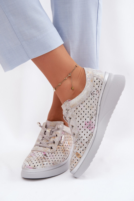 Ažūra zamšādas apavi Sieviešu Vinceza 79603 Pelēkas krāsas