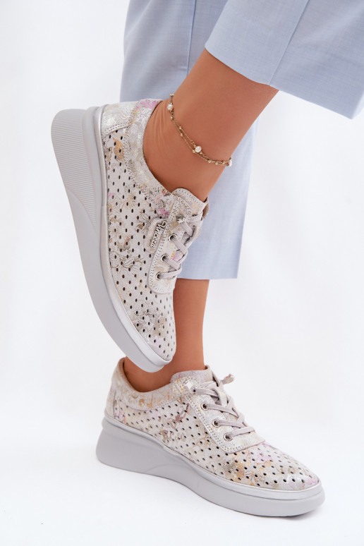 Ažūra zamšādas apavi Sieviešu Vinceza 79603 Pelēkas krāsas