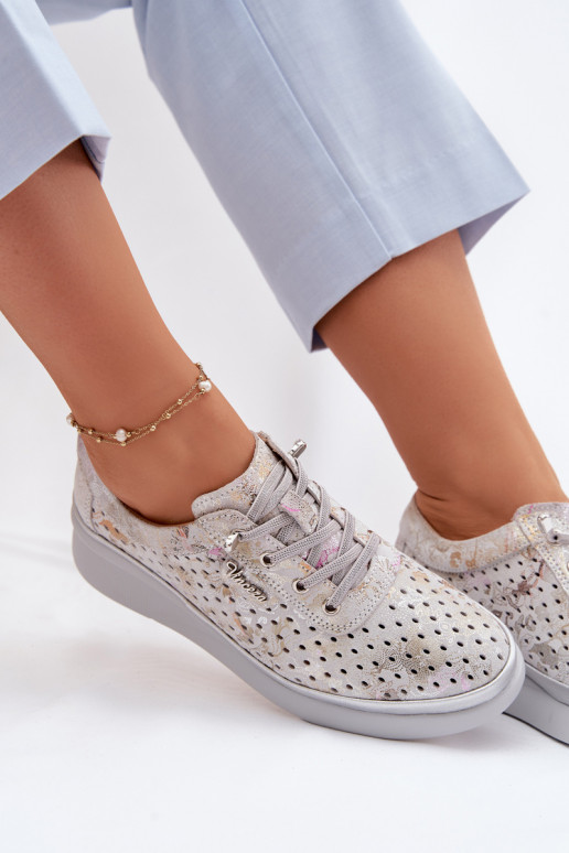 Ažūra zamšādas apavi Sieviešu Vinceza 79603 Pelēkas krāsas