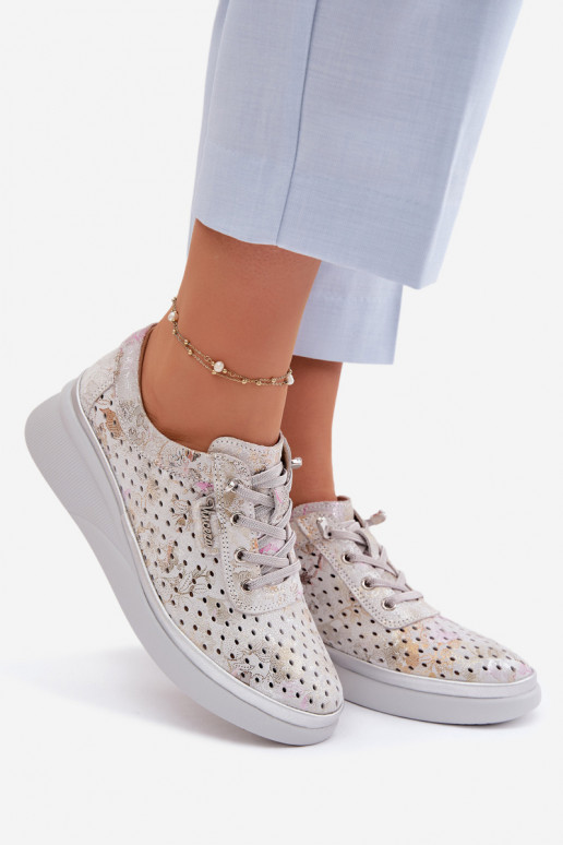 Ažūra zamšādas apavi Sieviešu Vinceza 79603 Pelēkas krāsas