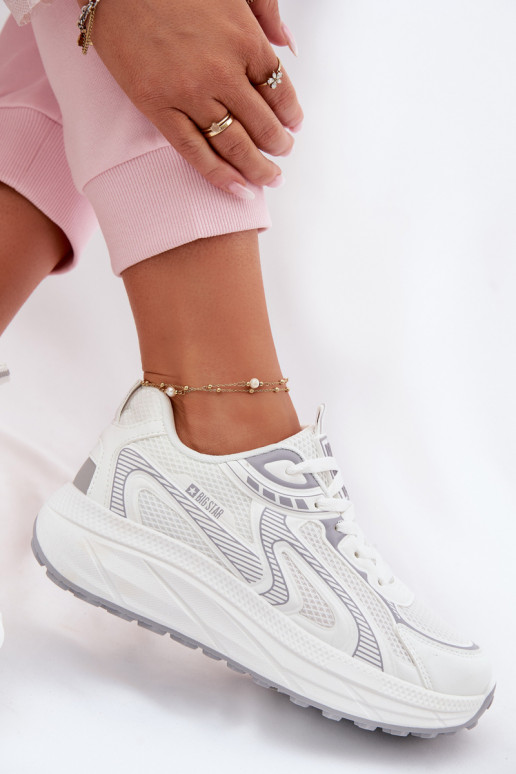 sporta apavi Sneakers modeļa apavi Sieviešu Big Star TT274325 HI-POLY SYSTEM baltas krāsas