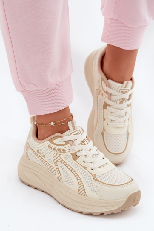 sporta apavi Sneakers modeļa apavi Sieviešu Big Star TT274326 HI-POLY SYSTEM smilšu krāsas