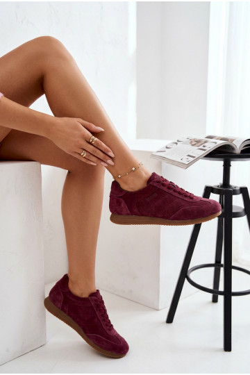 Sneakers modeļa apaviIeslēgtsturalnego zamšādasu Big Star TT274227 bordo krāsas 2