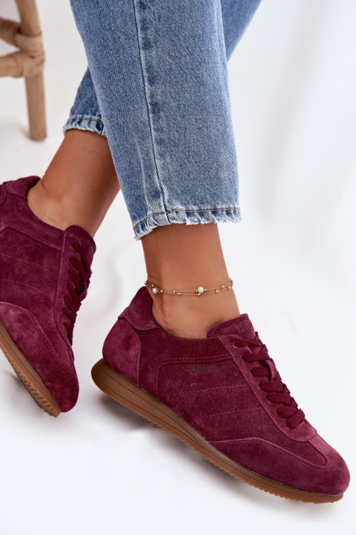 Sneakers modeļa apaviIeslēgtsturalnego zamšādasu Big Star TT274227 bordo krāsas