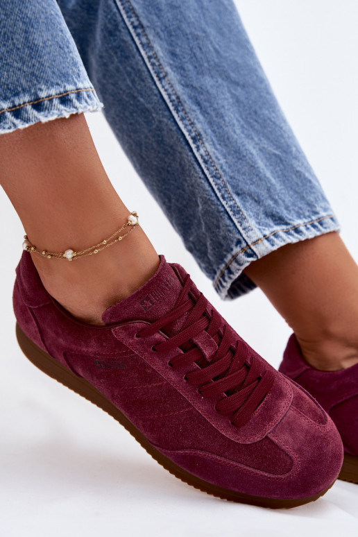 Sneakers modeļa apaviIeslēgtsturalnego zamšādasu Big Star TT274227 bordo krāsas