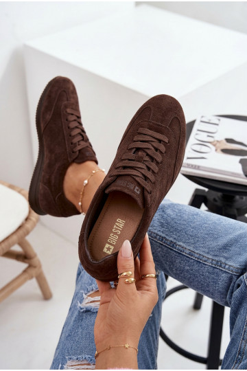 Sneakers modeļa apaviIeslēgtsturalnego zamšādasu Big Star TT274226 CzekoladoIne