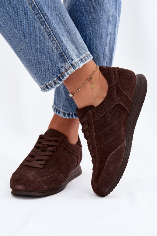 Sneakers modeļa apaviIeslēgtsturalnego zamšādasu Big Star TT274226 CzekoladoIne