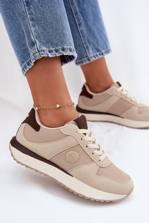 Sneakers modeļa apavi Sieviešu ar platformu Big Star TT274275 smilšu krāsas