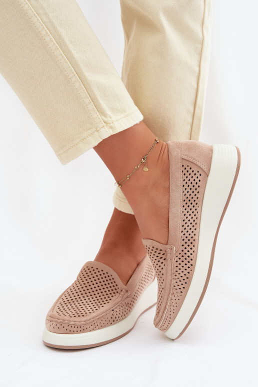 Sieviešu mokasīni ar caurumiem Sergio Leone MK097H smilšu krāsā