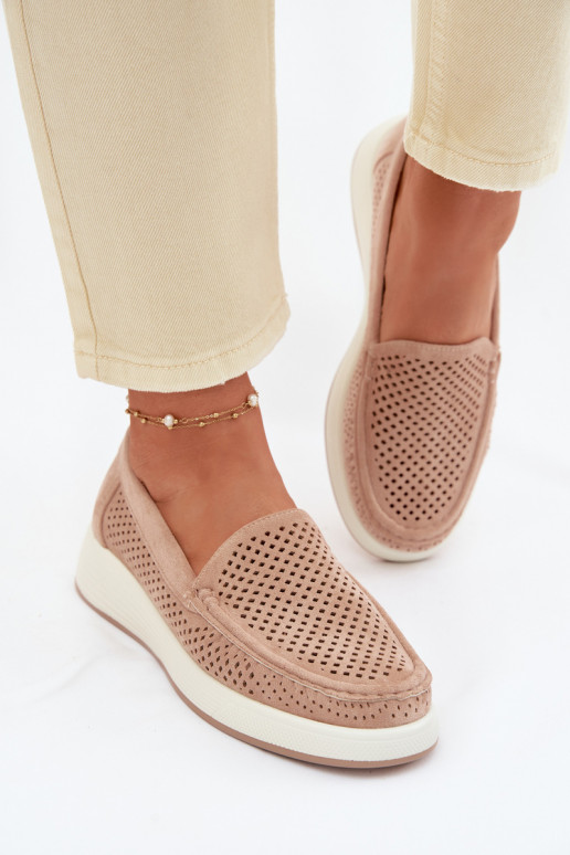 Sieviešu mokasīni ar caurumiem Sergio Leone MK097H smilšu krāsā